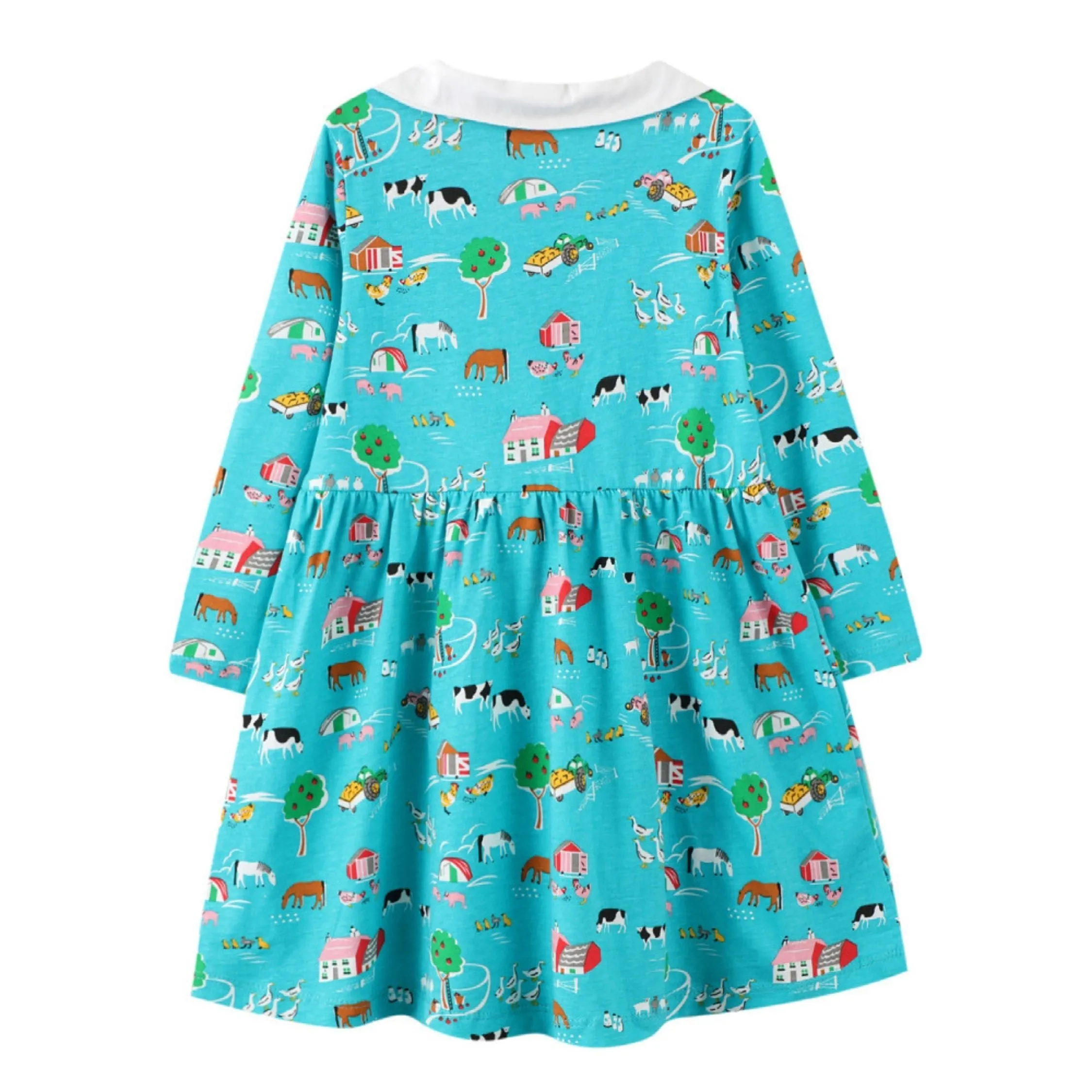 Full Sleeve Beautiful Colourful Theme Girls Dress, Blue