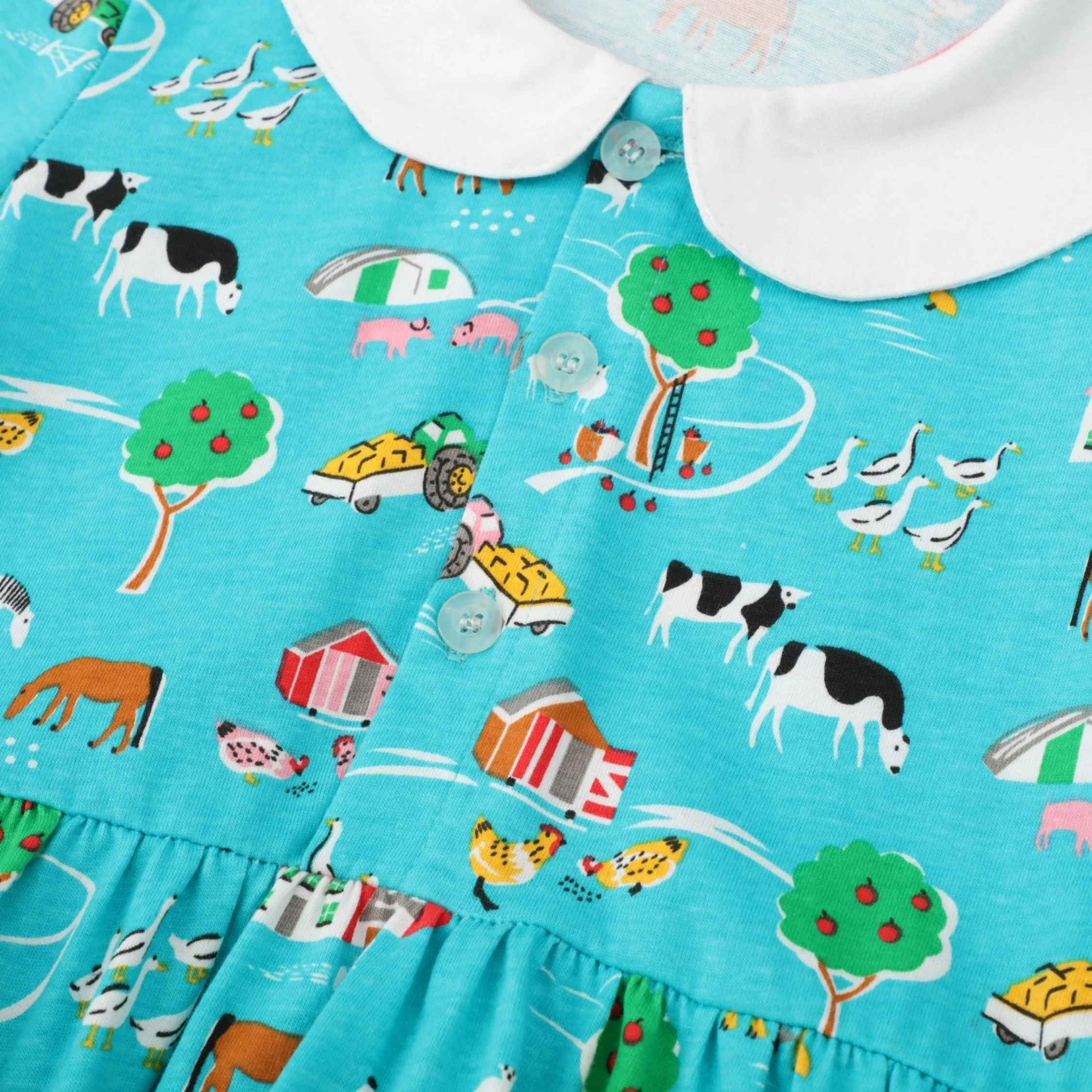 Full Sleeve Beautiful Colourful Theme Girls Dress, Blue
