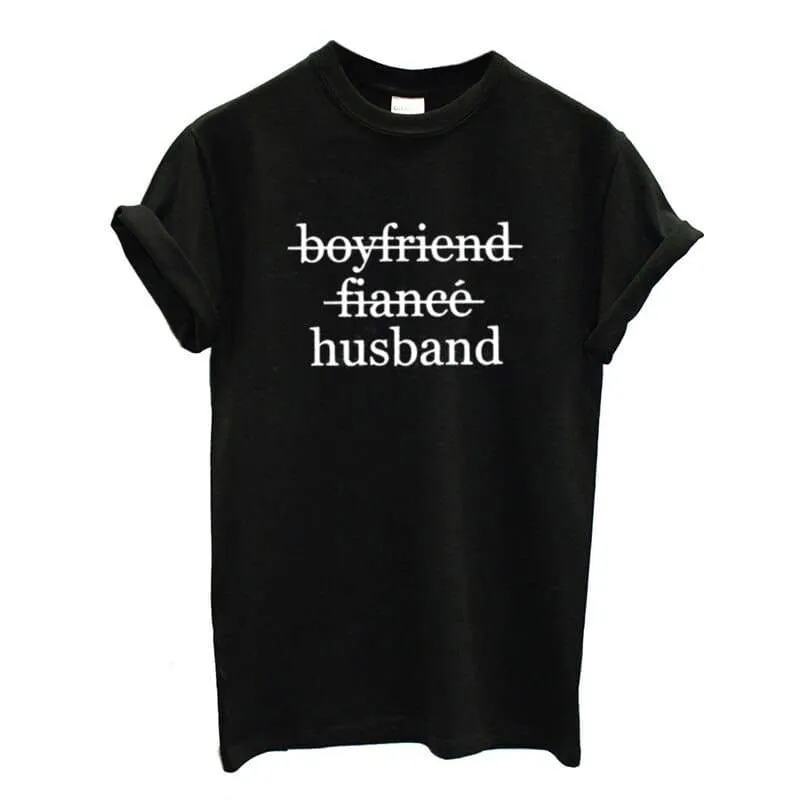 Husband and wife matching shirts