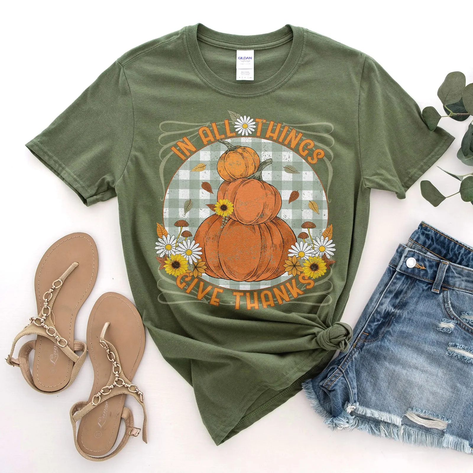 In All Things Give Thanks Pumpkins Tee