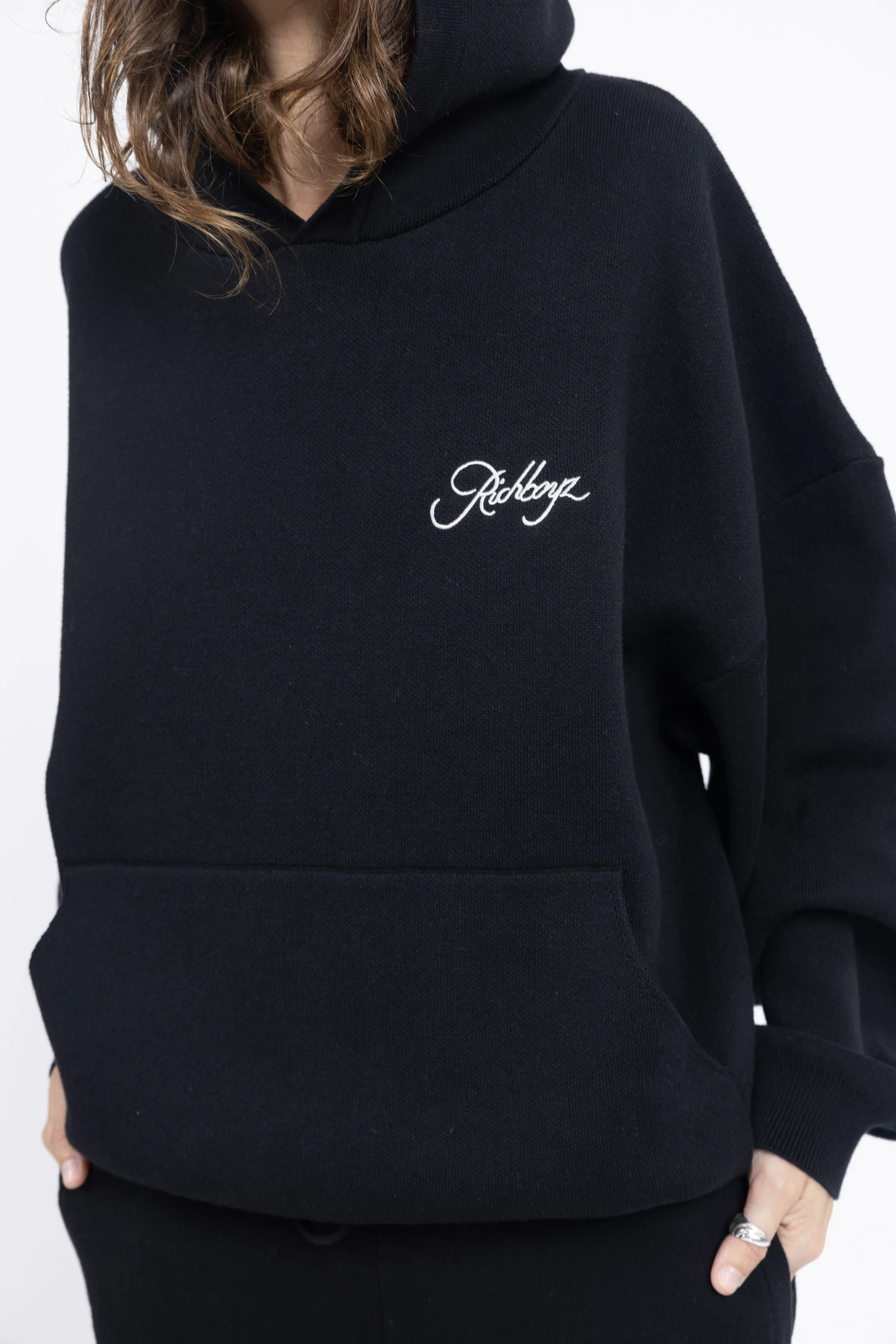 Obsidian Knitted Hoodie with Enhanced Features