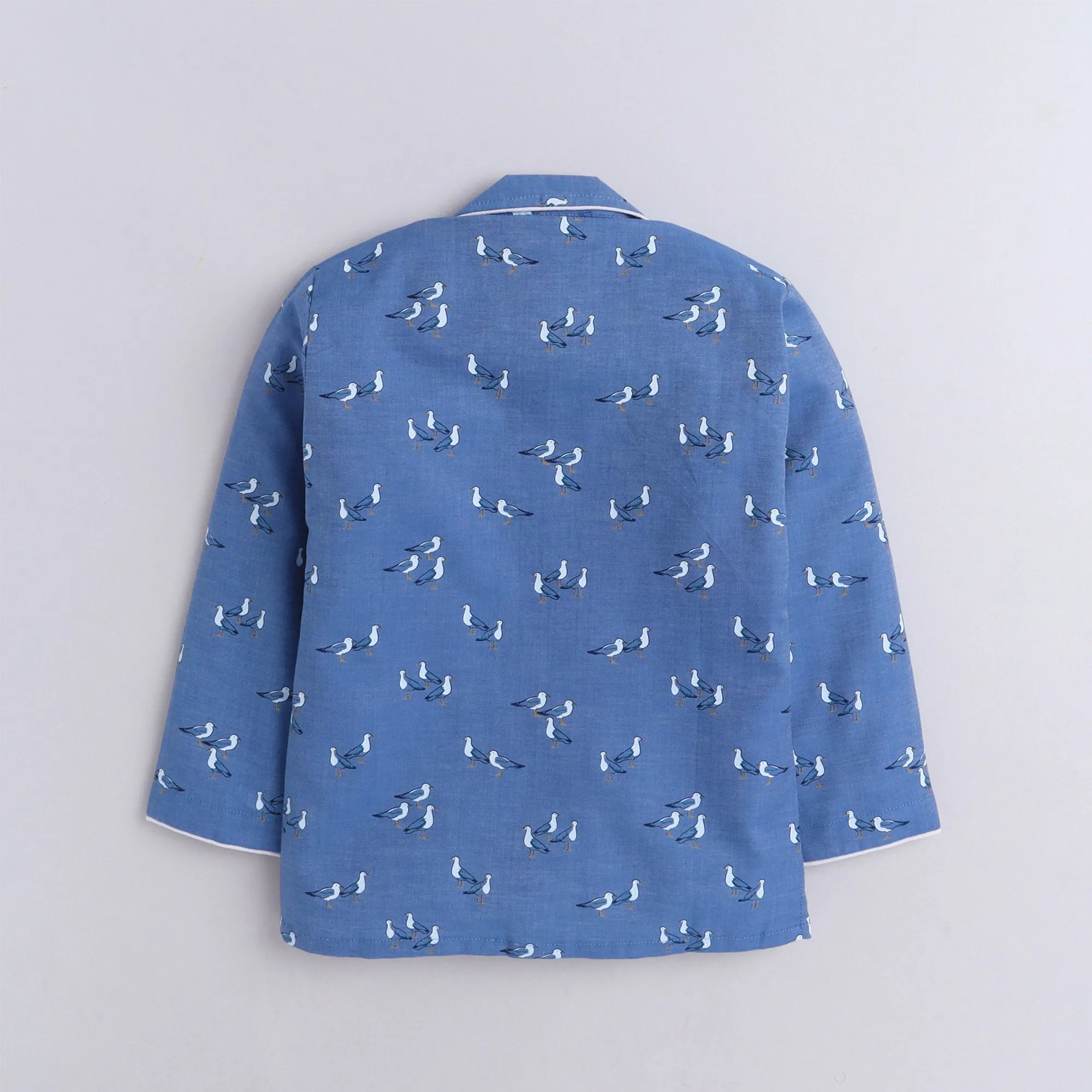 Polka tots Full Sleeve Night Suit Pair Blue (Pigeon)