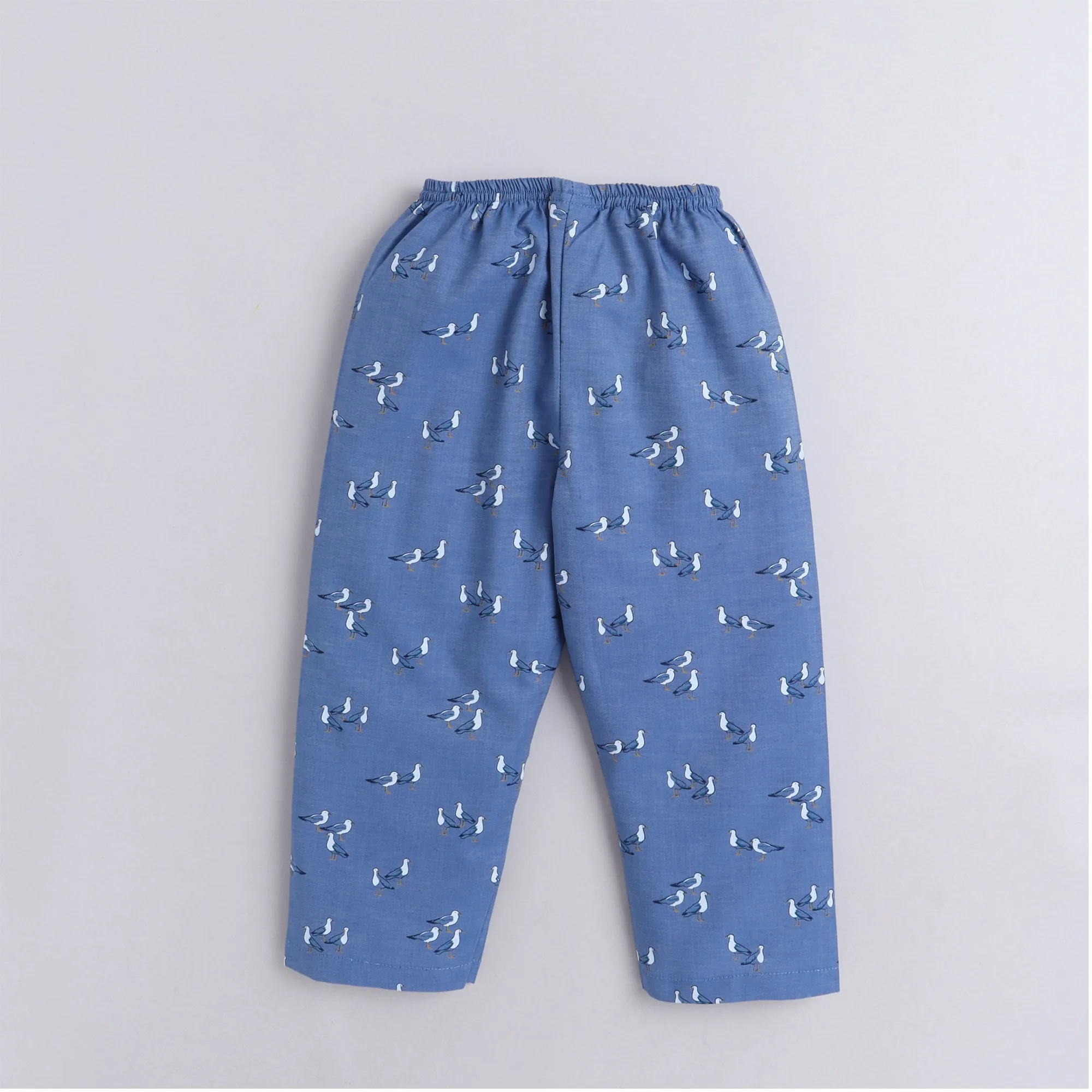 Polka tots Full Sleeve Night Suit Pair Blue (Pigeon)