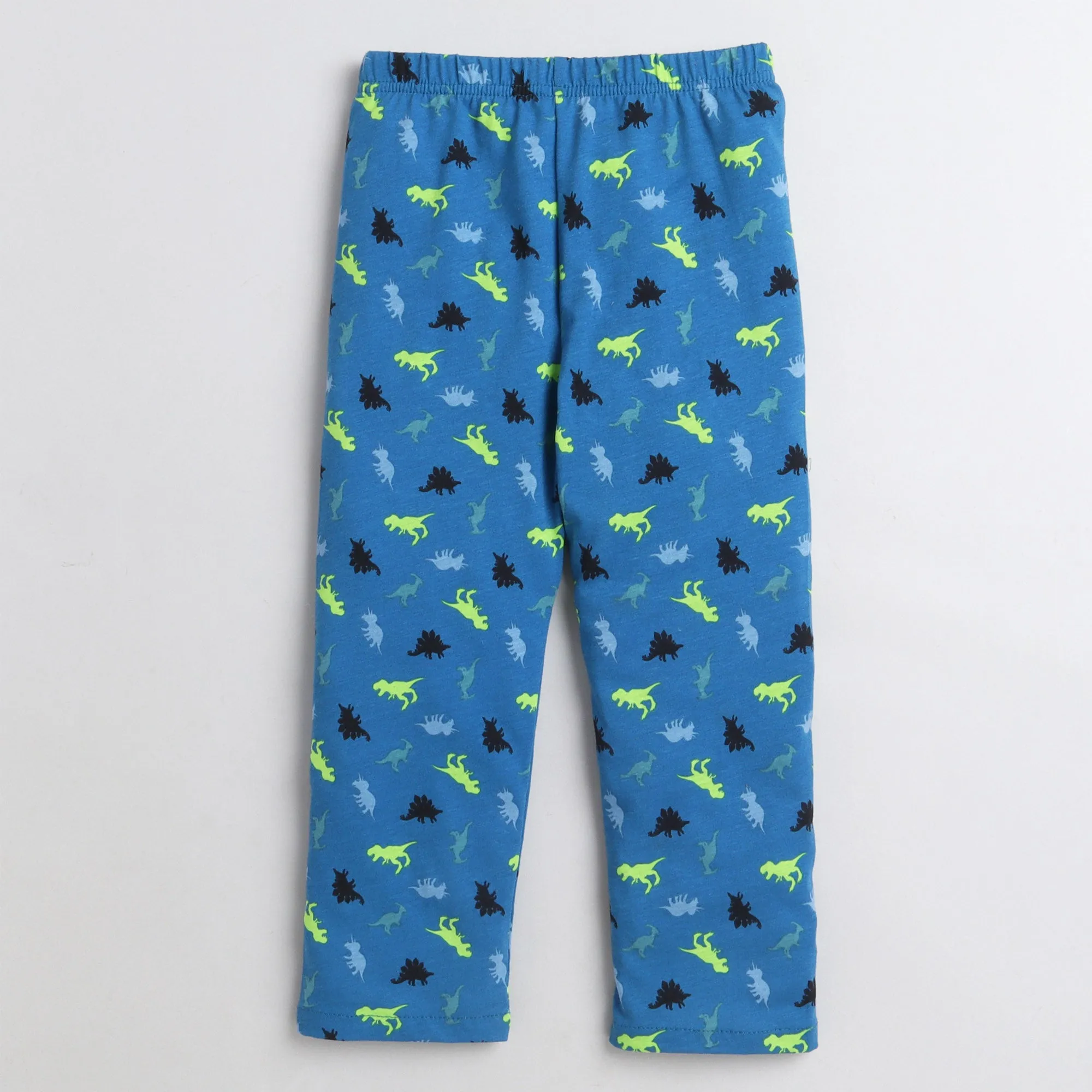 Polka Tots Half Sleeve Night Suit Cotton Pair Dinosaur - Blue