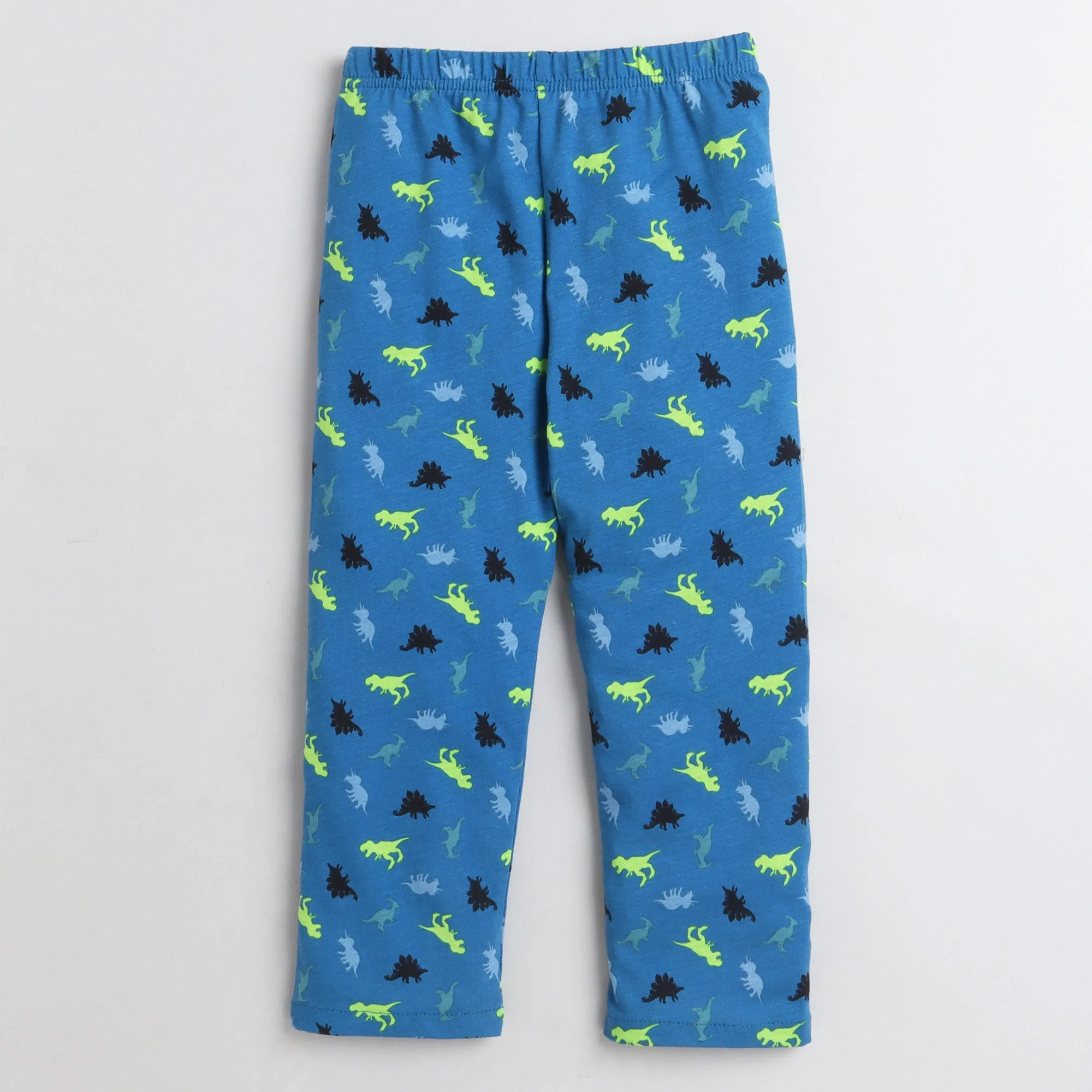 Polka Tots Half Sleeve Night Suit Cotton Pair Dinosaur - Blue
