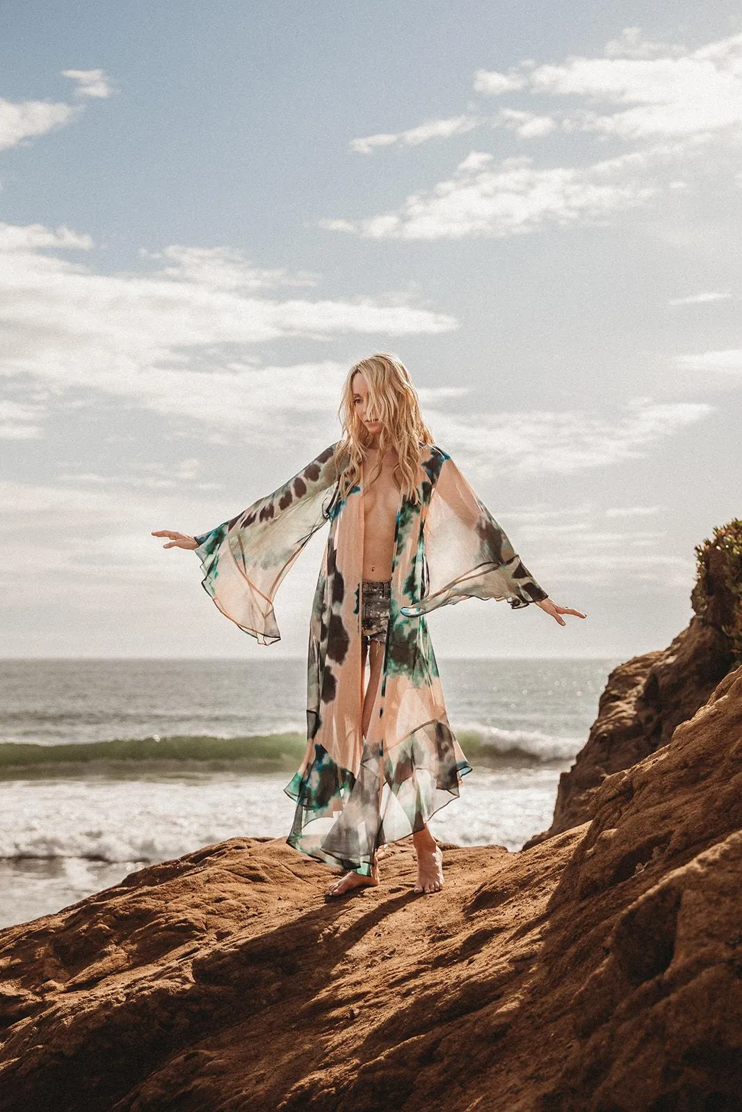Pre-Order Sakura Kimono in Teal Tie Dye