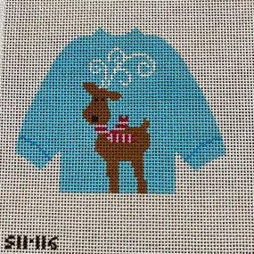 Reindeer with Antlers Pullover Sweater Needlepoint Canvas
