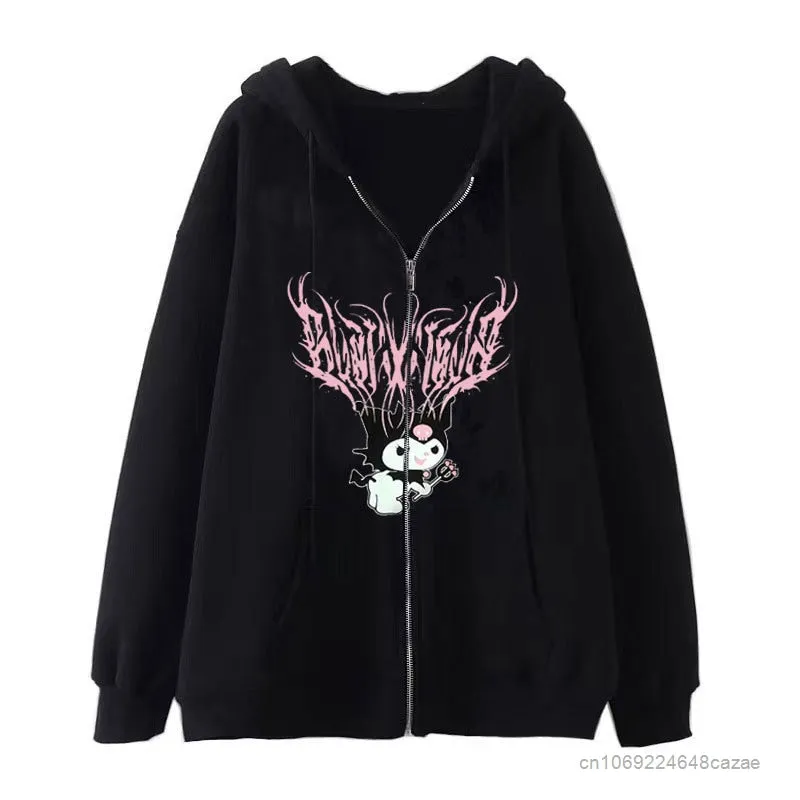 Sanrio Kuromi Clothes Women Harajuku Sweatshirts Long Sleeve Hoodies