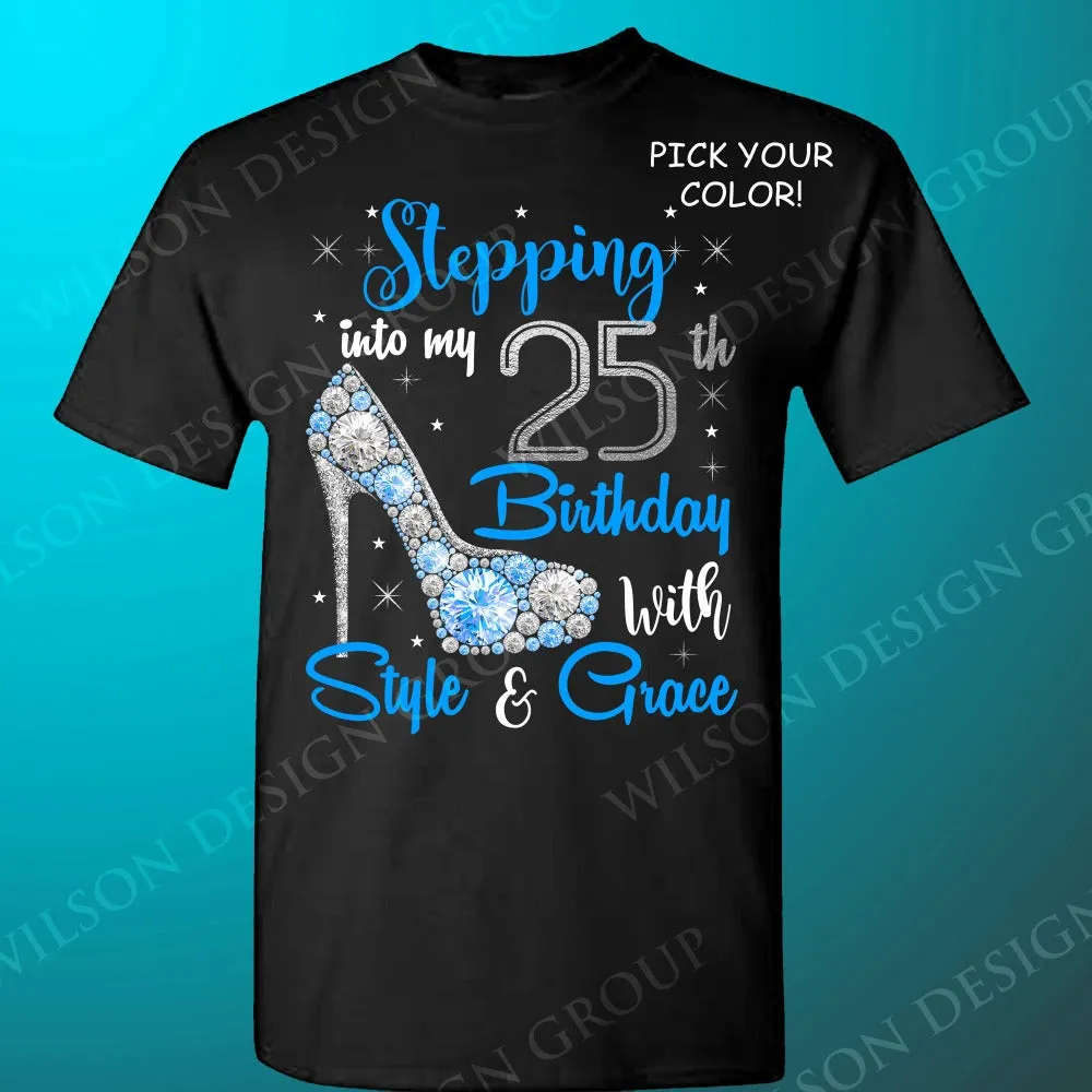 Stepping into my 60th Birthday with Style and Grace tshirt