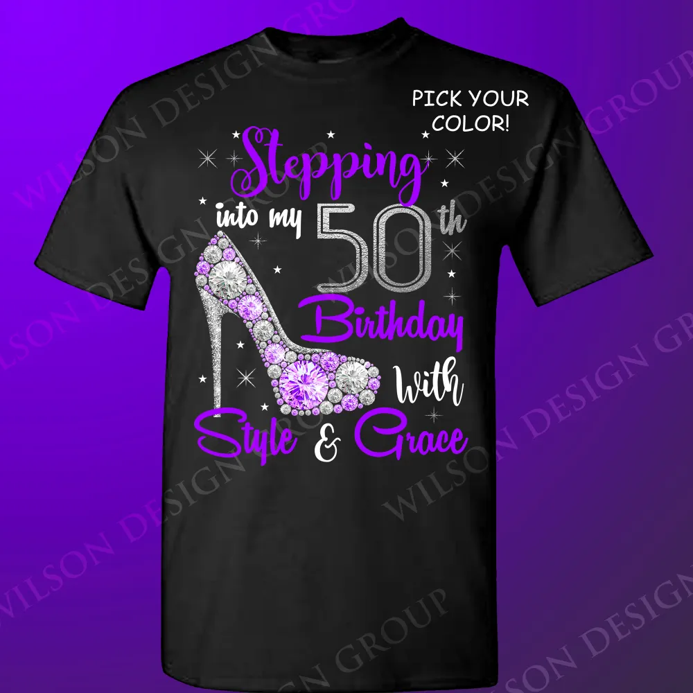 Stepping into my 60th Birthday with Style and Grace tshirt