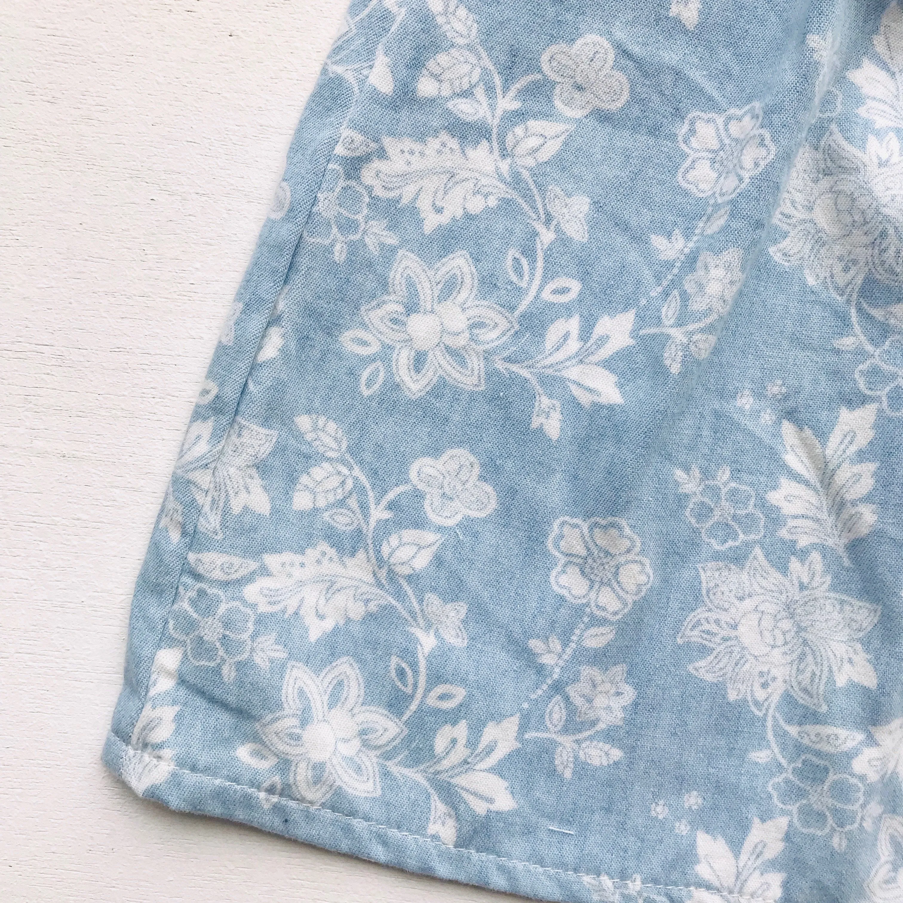 Tea Rose Dress in Soft Denim Floral Print