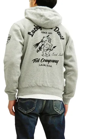 Tedman Men's Full Zip Hoodie Zip-Up Embroidered Hooded Sweatshirt TDSP-150 Ash-Gray