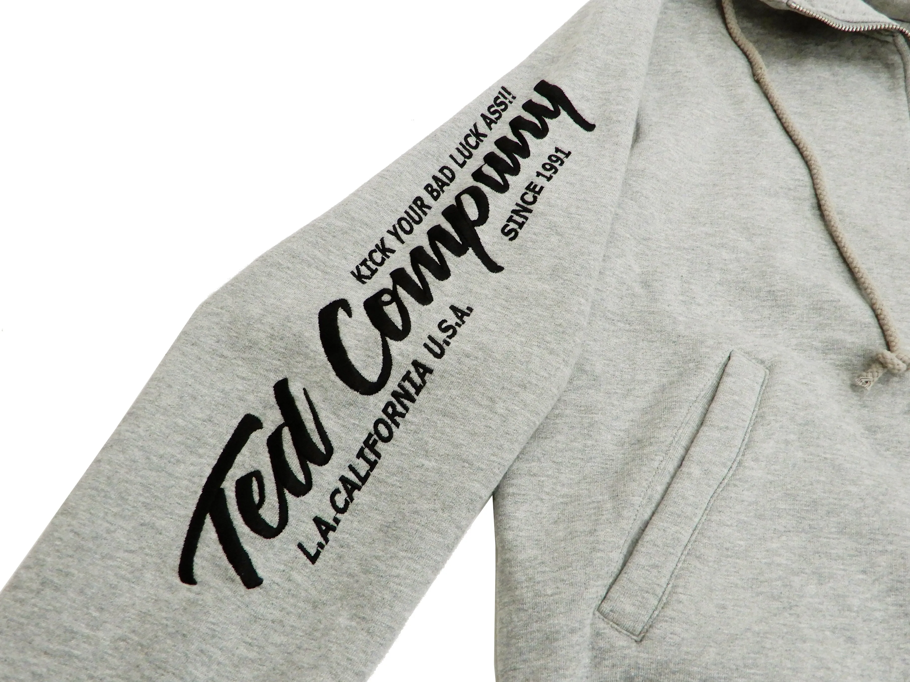Tedman Men's Full Zip Hoodie Zip-Up Embroidered Hooded Sweatshirt TDSP-150 Ash-Gray