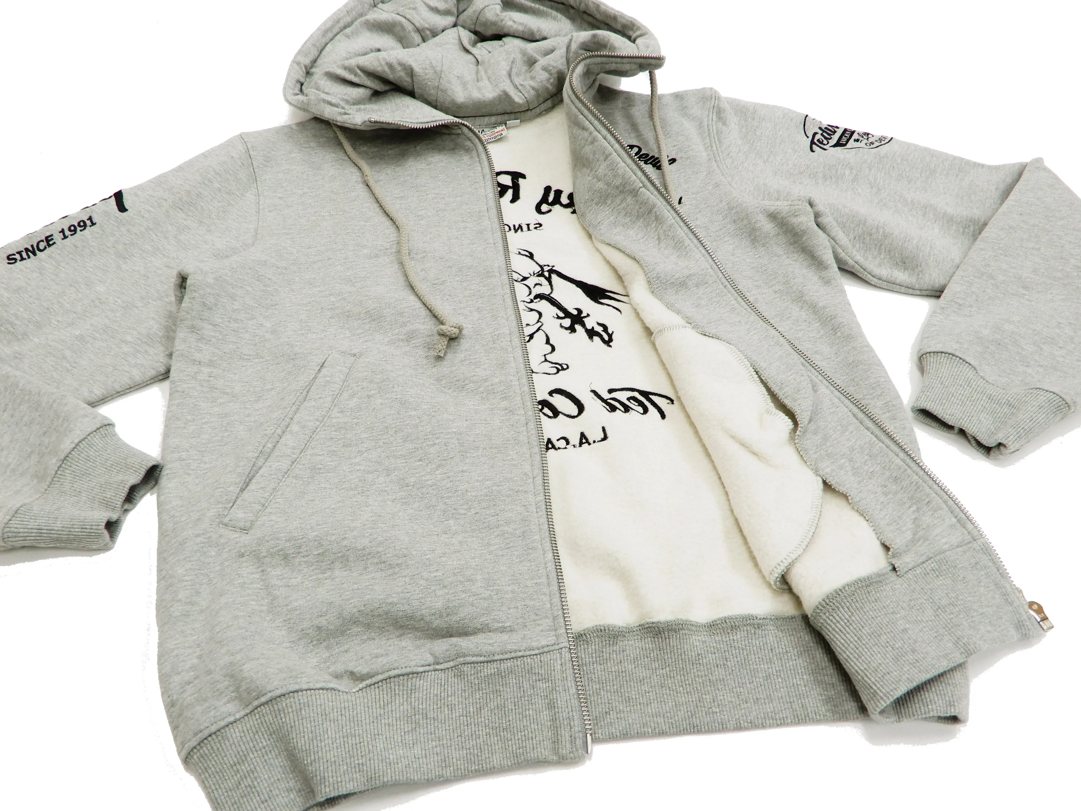 Tedman Men's Full Zip Hoodie Zip-Up Embroidered Hooded Sweatshirt TDSP-150 Ash-Gray