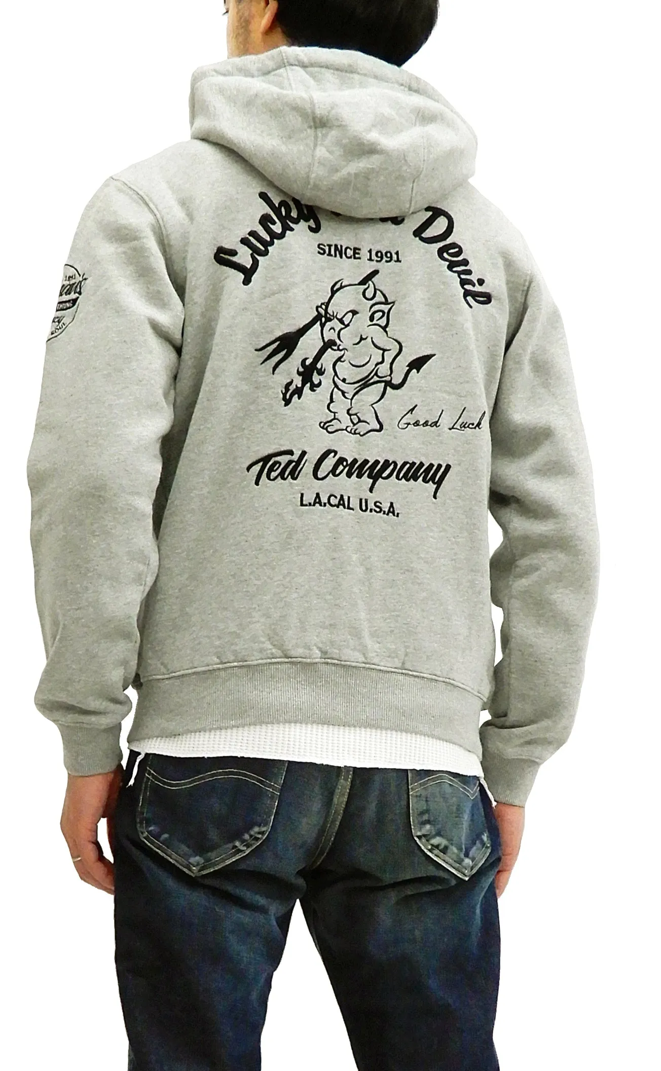 Tedman Men's Full Zip Hoodie Zip-Up Embroidered Hooded Sweatshirt TDSP-150 Ash-Gray