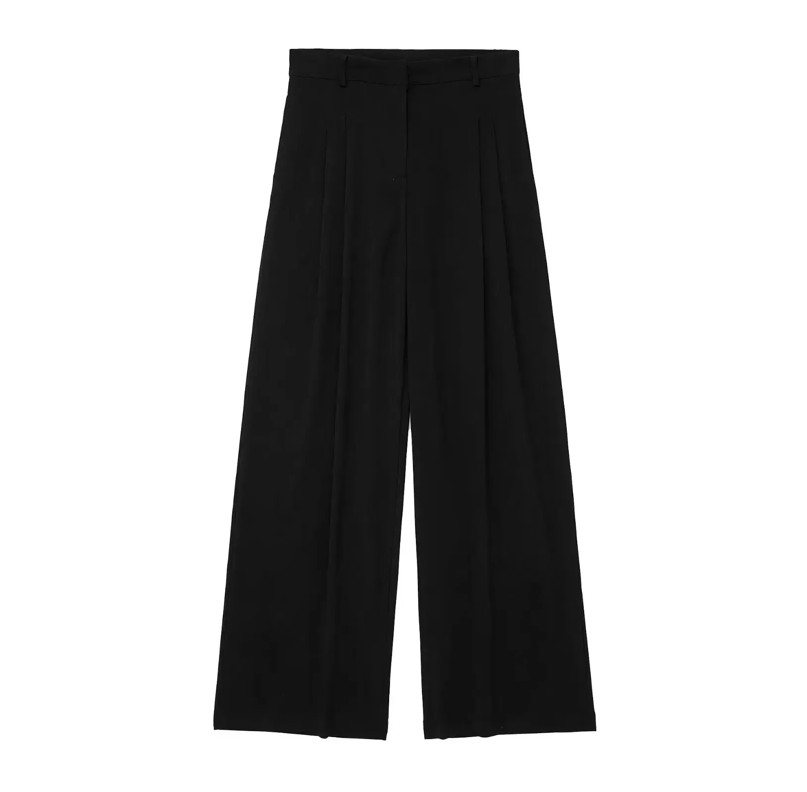 TRAF Women 2 Piece Set Halter Neck Single-Breasted Pocket Sleeveless Halter Vest Tops High Waist Zipper Pockets Wide Leg Pant