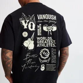 Vanquish TSP Oversized T-Shirt in Black with Multi-Print Design