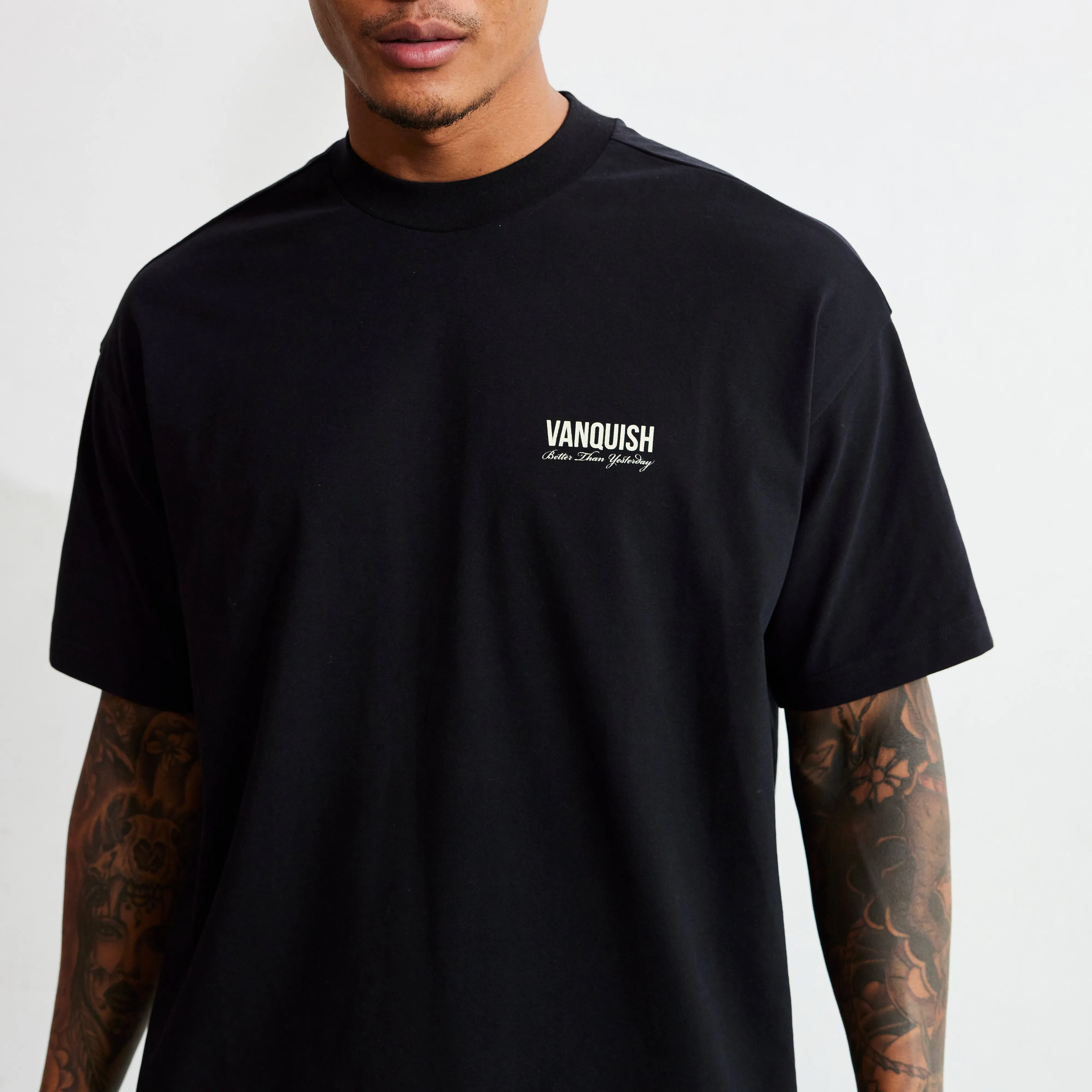 Vanquish TSP Oversized T-Shirt in Black with Multi-Print Design