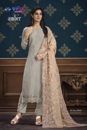 Vipul Amber Chinnon With Embroidery Suits