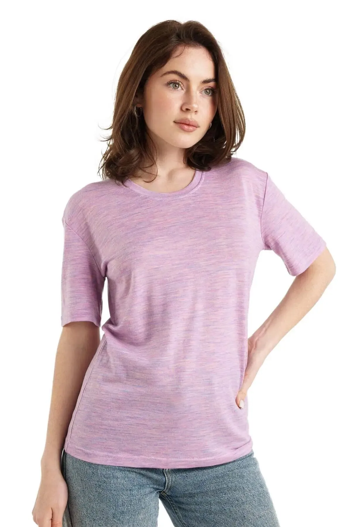Women's Merino T-shirt 165 Heather Lilac | Crewneck